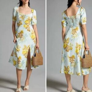 Favorite Daughter The Vineyard Dress Light Blue Floral Midi Dress